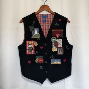 Karen Scott Sport Women’s Christmas Vest Sz Medium Fully Lined Vtg Embroidered